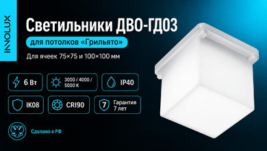 Встраиваемые светильники INNOLUX ДВО-ГД03 для потолков Грильято