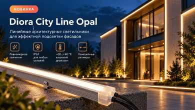 Diora City Line Opal: непрерывные световые линии для архитектурной подсветки
