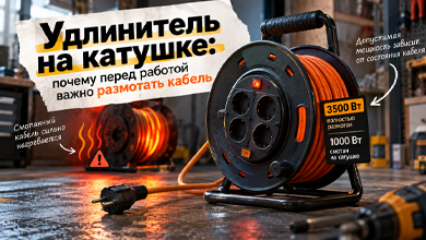 Удлинитель на катушке: почему перед работой важно размотать кабель