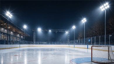 Правильное освещение катков и хоккейных коробок