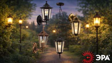 Садово-парковые светильники ЭРА Веледа: фасадные и подвесные модели для дома и участка