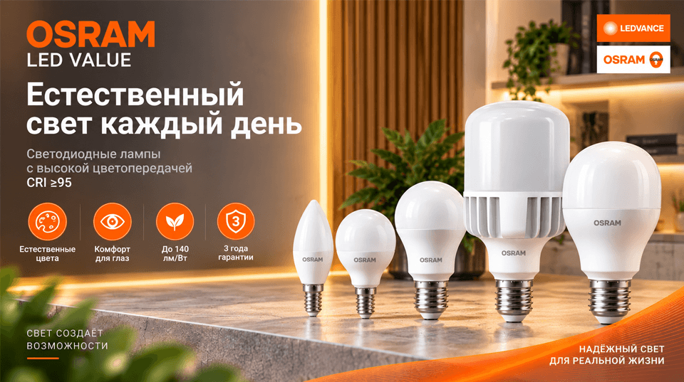 Новое поступление ламп OSRAM LED VALUE с CRI 95+