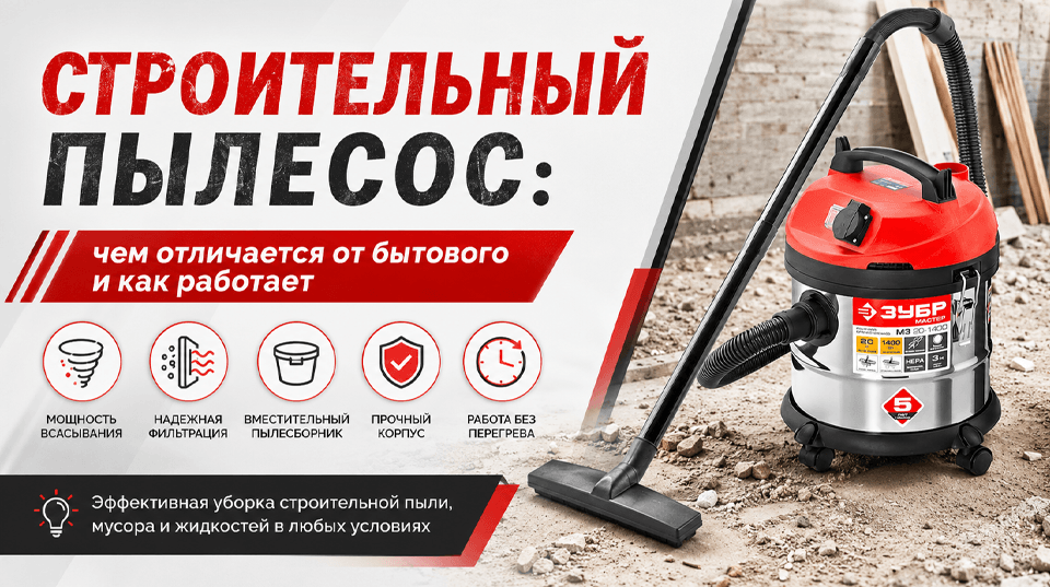 Строительный пылесос: чем отличается от бытового и как работает