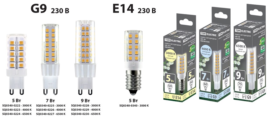 Светодиодные лампы G9 и E14 от TDM ELECTRIC