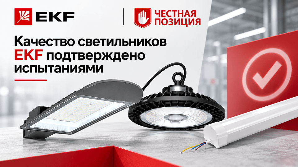 Светильники EKF прошли независимую проверку Ассоциации «Честная позиция»