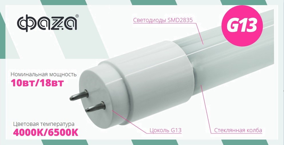 Лампы LED G13 от ФАZА