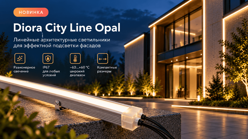 Diora City Line Opal: непрерывные световые линии для архитектурной подсветки