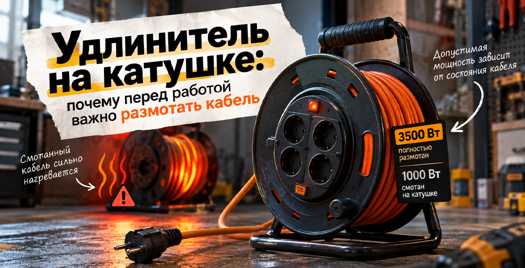 Удлинитель на катушке: почему перед работой важно размотать кабель