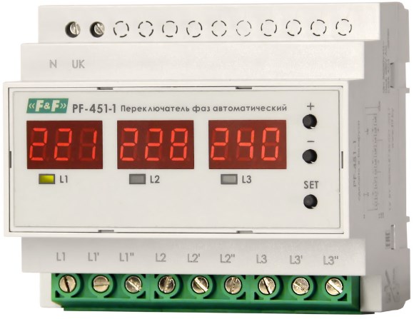 Новый переключатель фаз PF-451-1 на 63 А от Евроавтоматика ФиФ