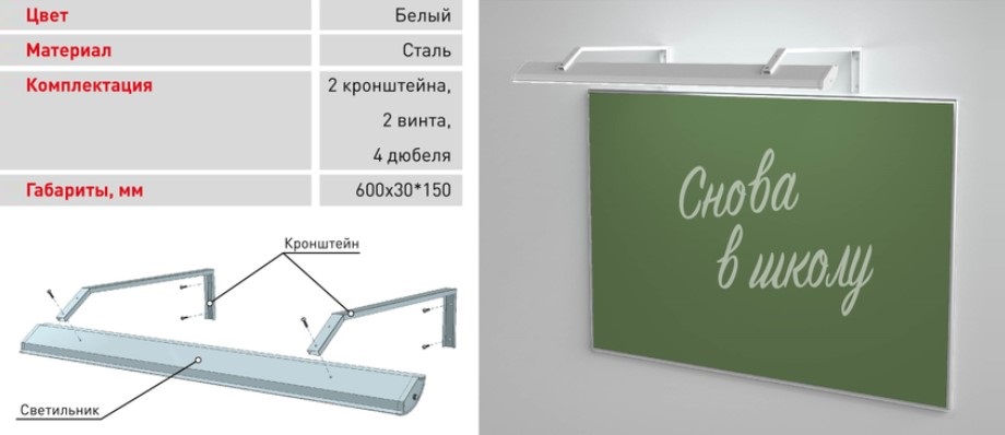 Кронштейны SPO-SCHOOL-SET для крепления светильников над школьными досками от ЭРА Кронштейны SPO-SCHOOL-SET для крепления светильников над школьными досками от ЭРА