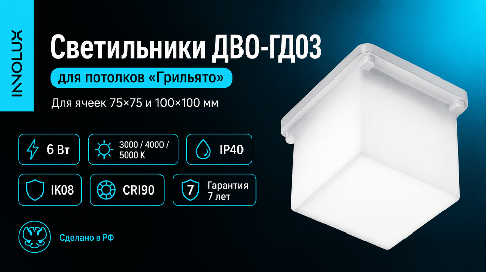 Встраиваемые светильники INNOLUX ДВО-ГД03 для потолков Грильято