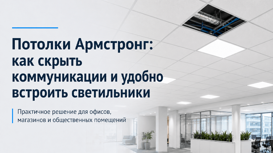 Потолки Армстронг: как скрыть коммуникации и удобно встроить светильники